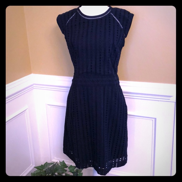banana republic navy eyelet dress